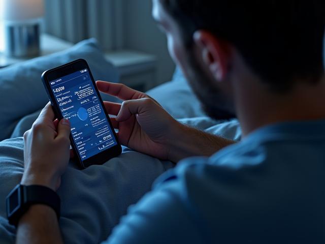 Person looking at their sleep tracker data on a smartphone