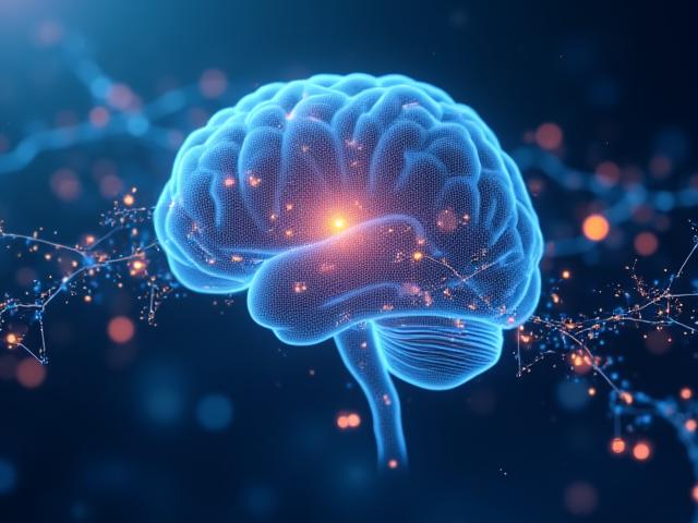 Abstract representation of brain activity and digital data, illustrating wellness technology and neuroscience.